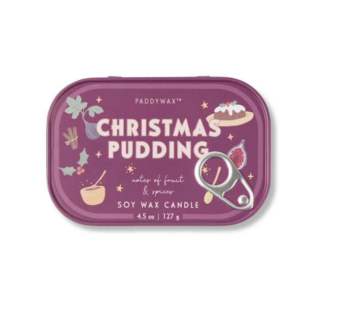 Bistro Printed Tin Candle - Christmas Pudding