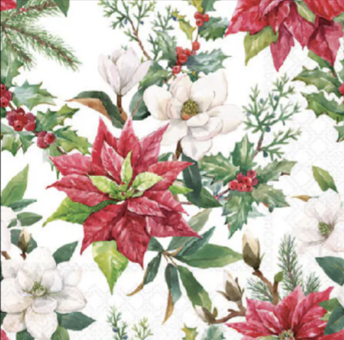Ambiente Cocktail Napkins - Christmas Florals