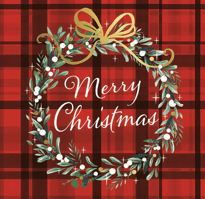 Ambiente Cocktail Napkins - Christmas Plaid Red