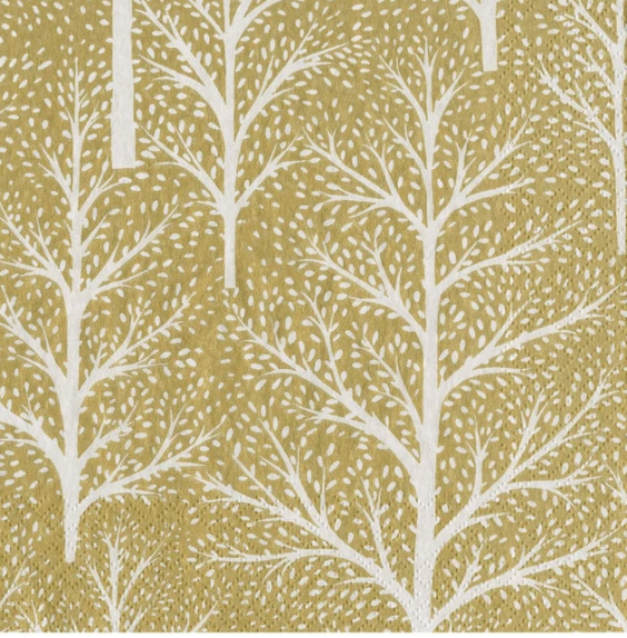Caspari Christmas Lunch Napkins - Winter Trees White Gold