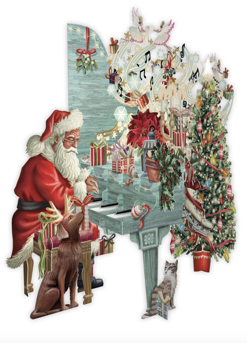 3D Christmas Pop Up Card - Santa's Piano