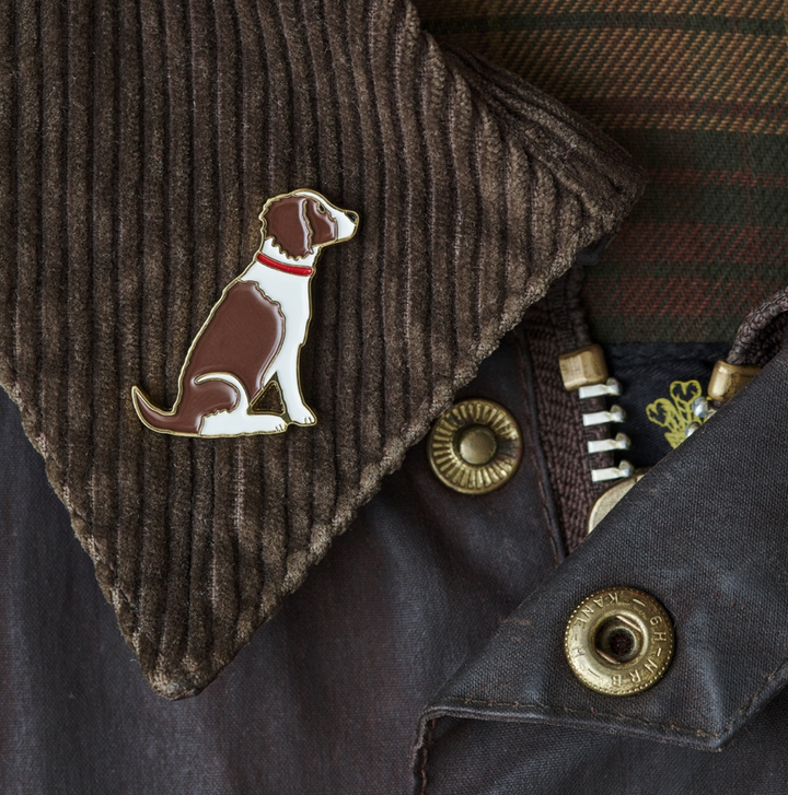 Dog Pin - Springer Spaniel Liver & White
