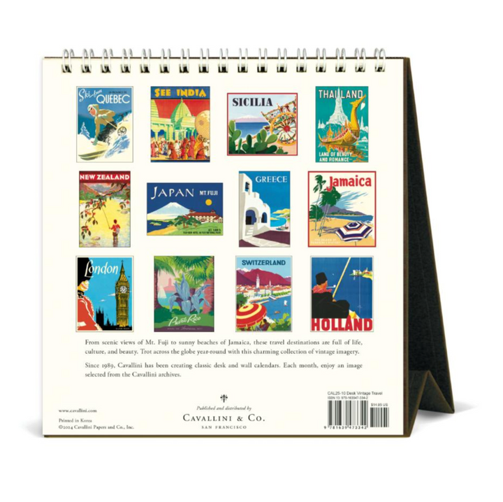 Cavallini 2025 Desk Calendar - Vintage Travel