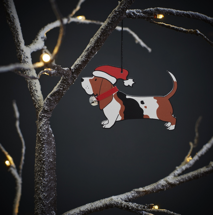 Sweet William Wooden Christmas Decoration - Basset Hound