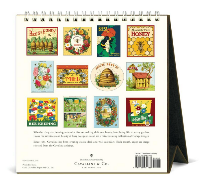 Cavallini 2025 Desk Calendar - Bees & Honey