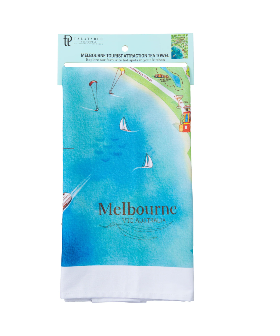 Tea Towel - Melbourne Tourist Attractions