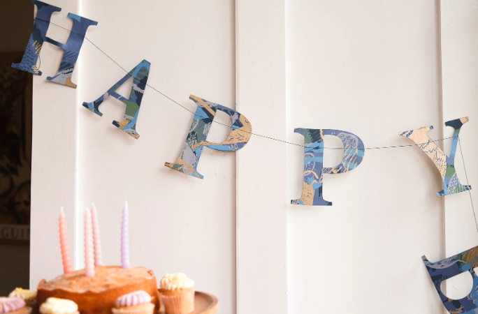 East End Decorative Garland 3m Long - Happy Birthday Blue