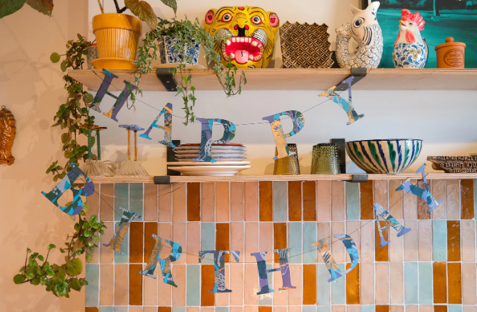East End Decorative Garland 3m Long - Happy Birthday Blue