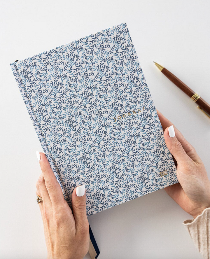 Bespoke Linen Lined Journal - Bluebloom Ivy