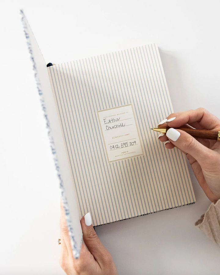 Bespoke Linen Lined Journal - Bluebloom Ivy