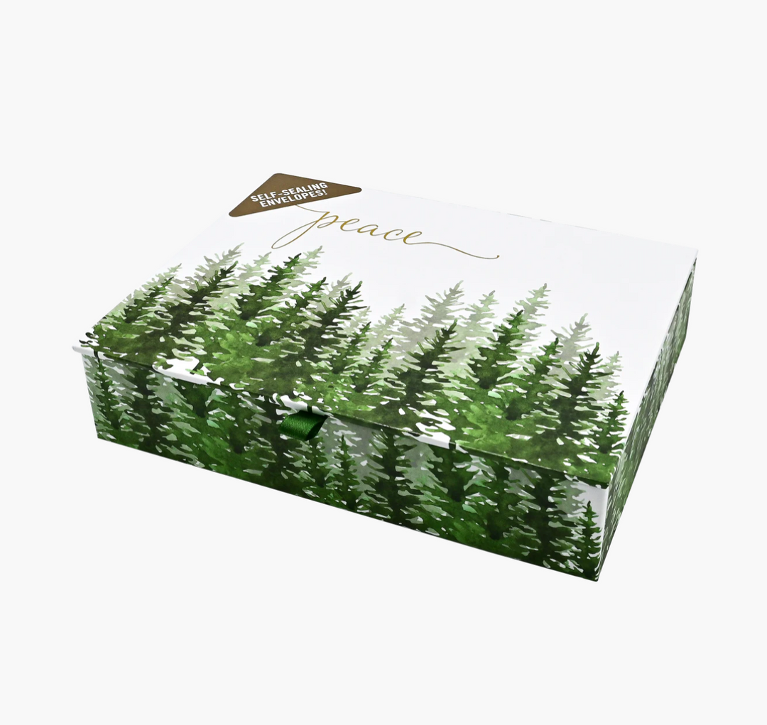 Deluxe Boxed Christmas Cards - Winter Evergreens