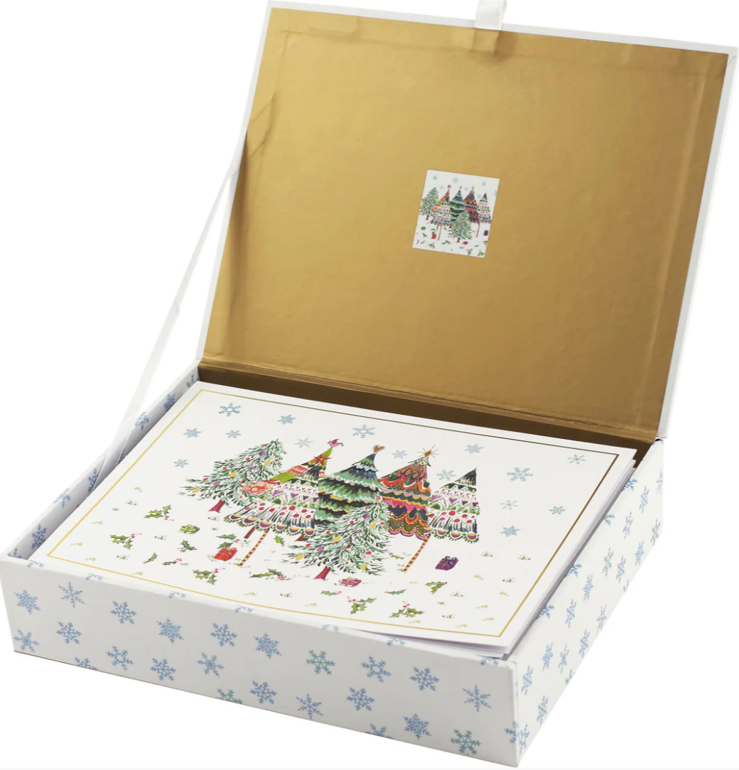 Deluxe Boxed Christmas Cards - Merry Evergreens