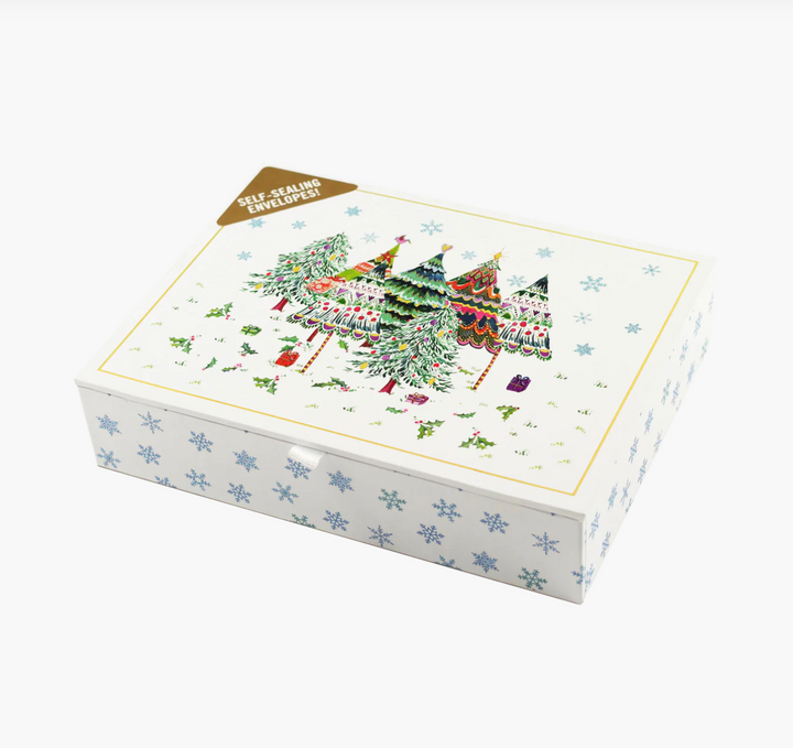 Deluxe Boxed Christmas Cards - Merry Evergreens