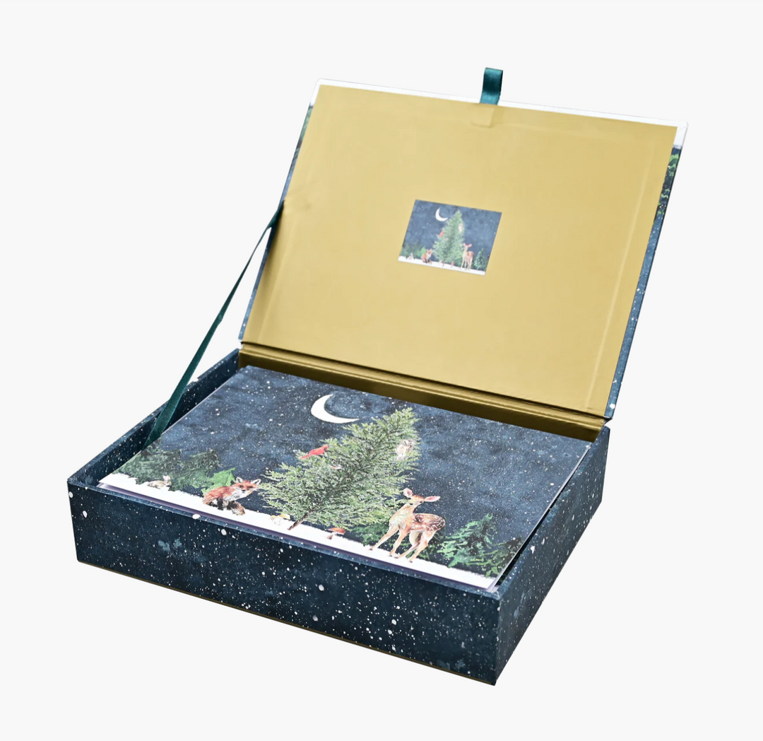 Deluxe Boxed Christmas Cards - Moonlit Forest Friends