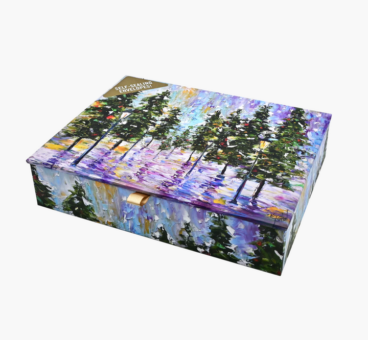 Deluxe Boxed Christmas Cards - Pines In Moonlight