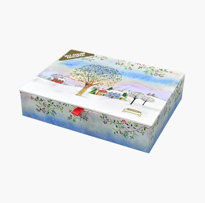 Deluxe Boxed Christmas Cards - Village Twilight