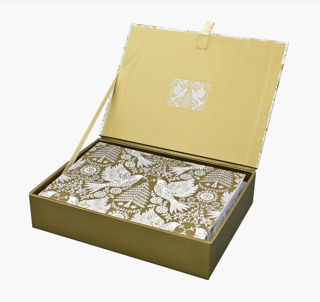 Deluxe Boxed Christmas Cards - Golden Doves