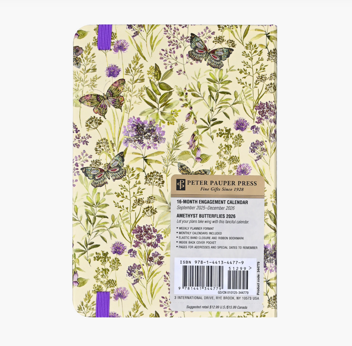 2026 Weekly Diary - Amethyst Butterflies 16 Month