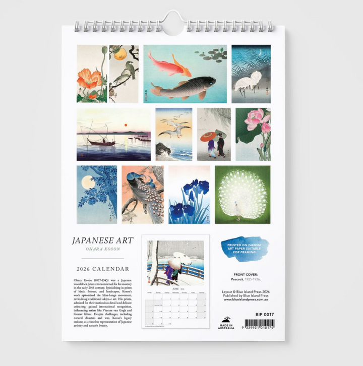 BIP 2026 Wall Calendar - Japanese Art by Ohara Koson