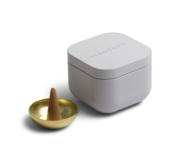 Incense Cones With Gold Holder - 20 Pack - Cotton & Teak