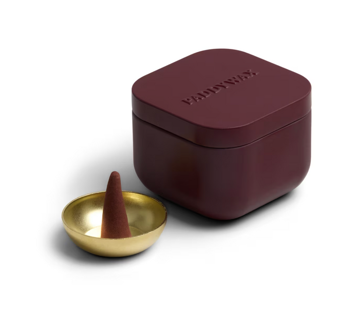 Incense Cones With Gold Holder - 20 Pack - Black Fig & Olive