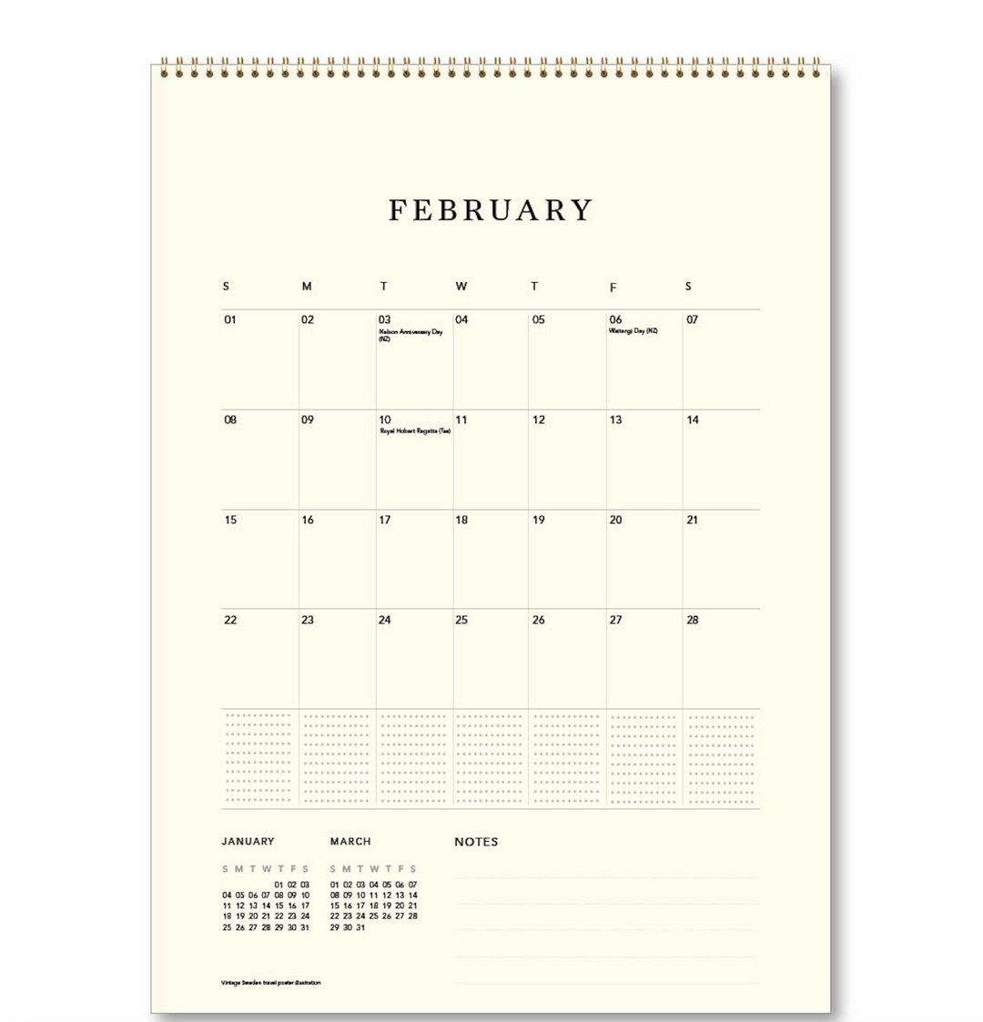 Hello Sunday 2026 Medium Calendar - Vintage Travel