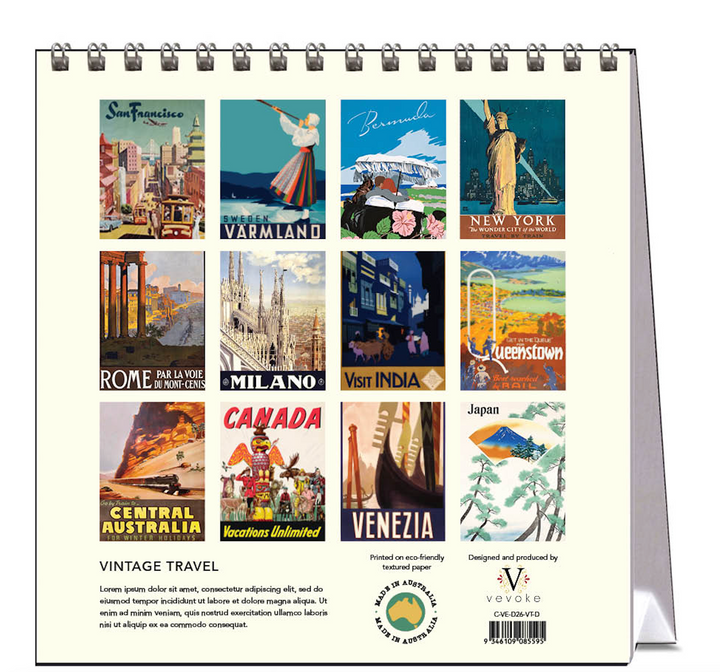 Hello Sunday 2026 Desk Calendar - Vintage Travel