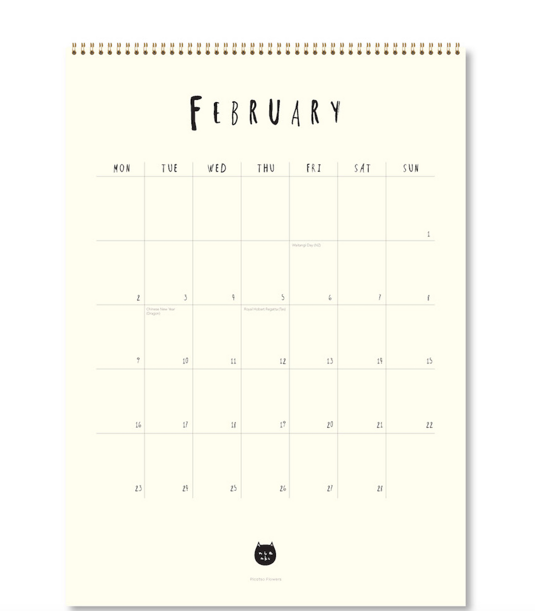 Hello Sunday 2026 Medium Calendar - Niaski