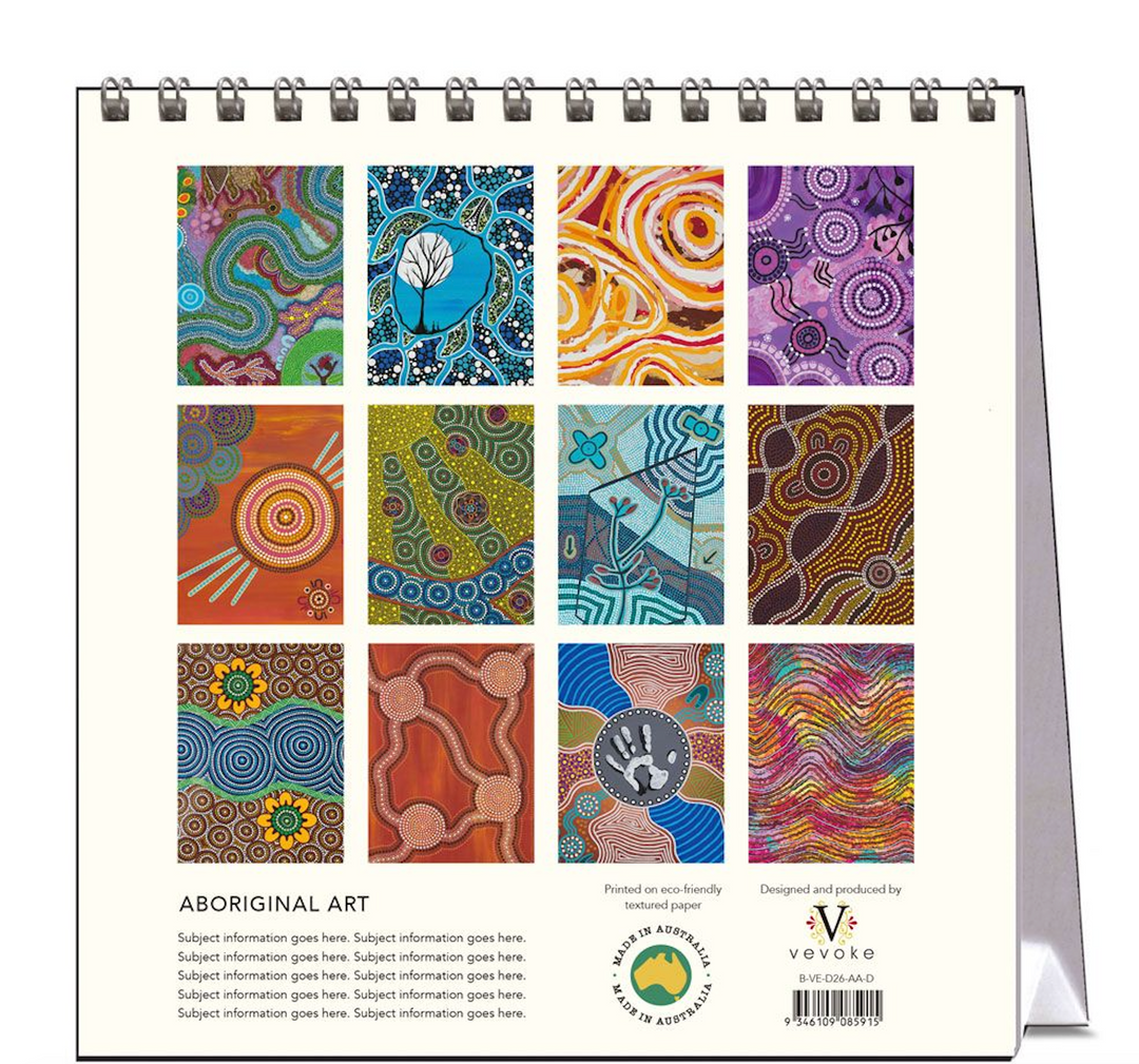 Hello Sunday 2026 Desk Calendar - Aboriginal Art