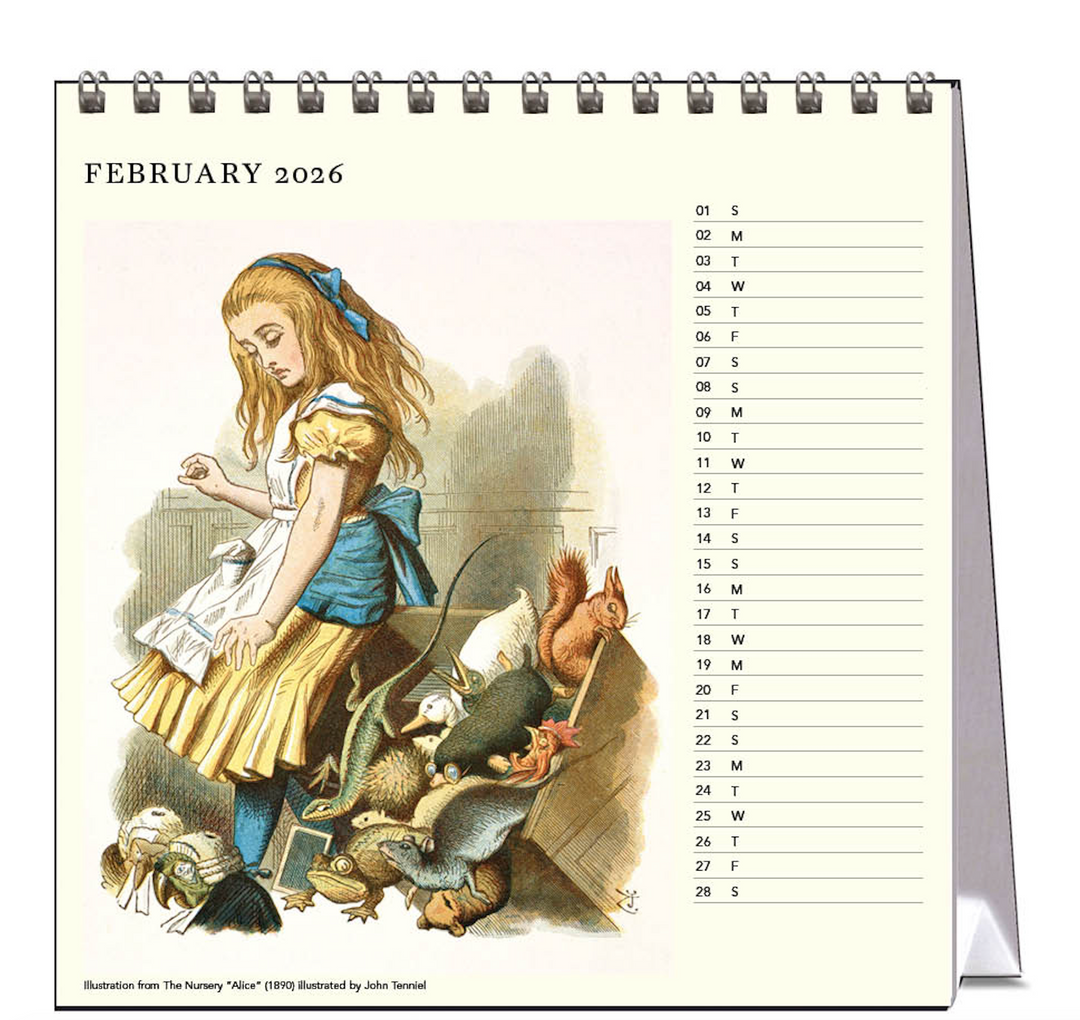 Hello Sunday 2026 Desk Calendar - Alice in Wonderland