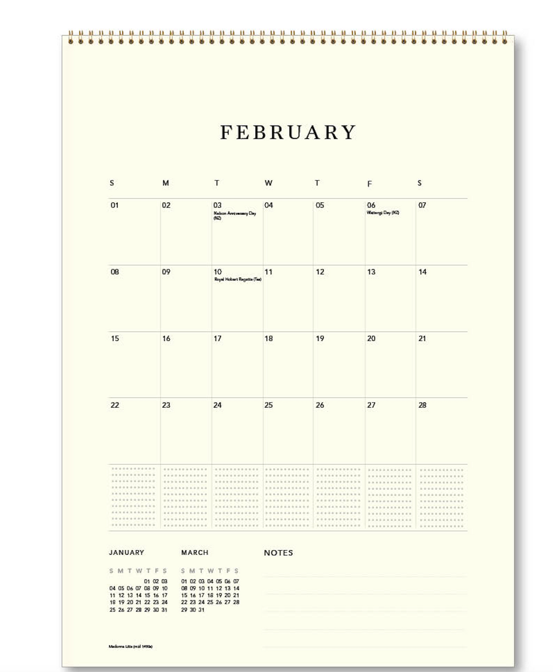 Hello Sunday 2026 Medium Calendar - Leonardo da Vinci