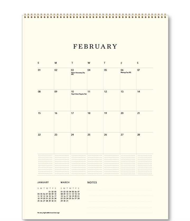 Hello Sunday 2026 Medium Calendar - Iconic Paintings
