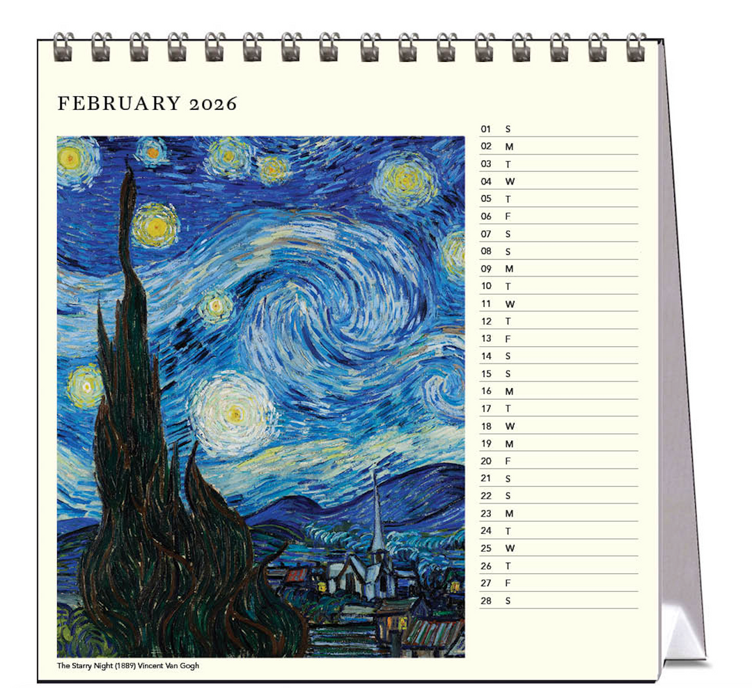 Hello Sunday 2026 Desk Calendar - Iconic Paintings