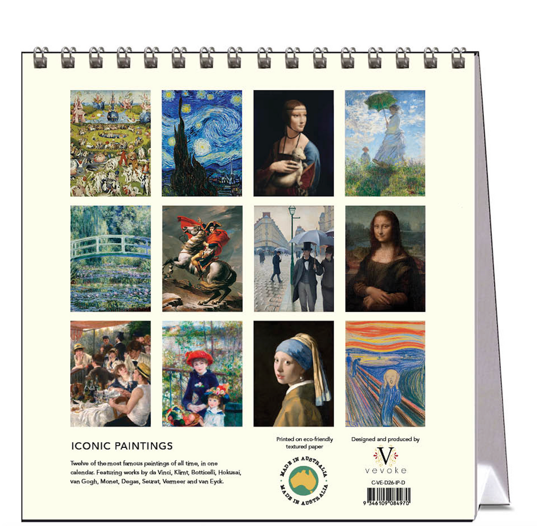 Hello Sunday 2026 Desk Calendar - Iconic Paintings