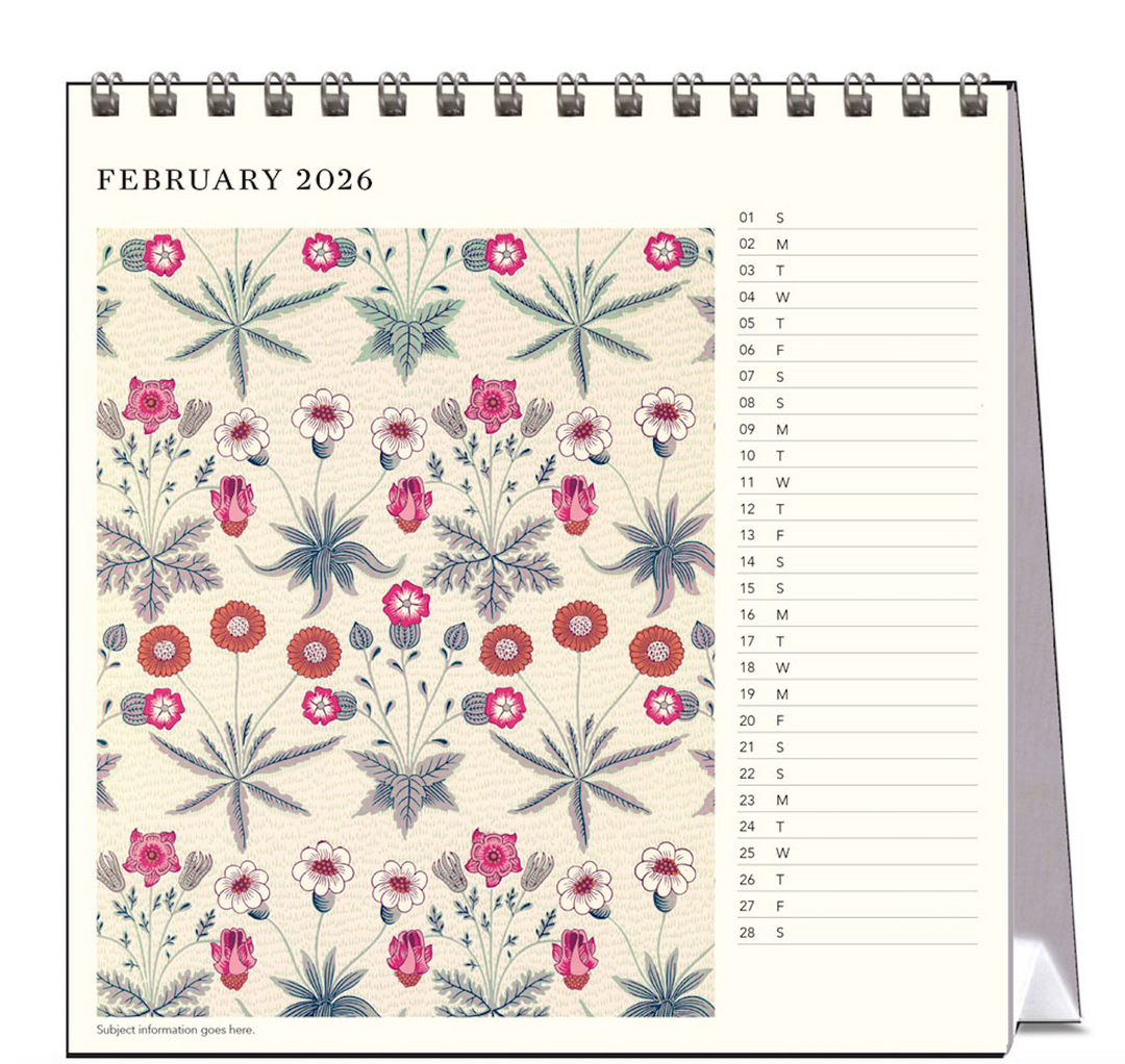 Hello Sunday 2026 Desk Calendar - William Morris