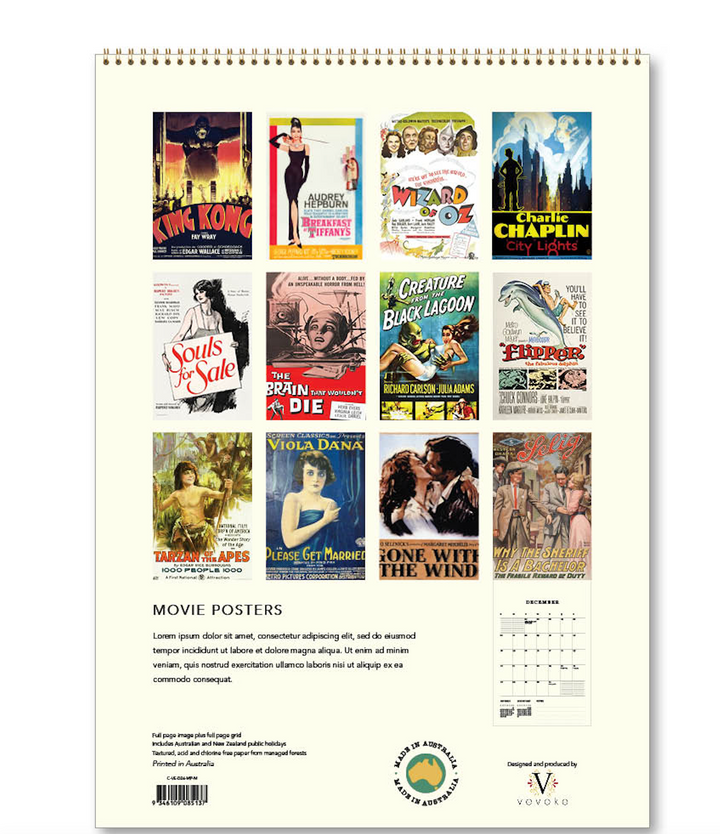 Hello Sunday 2026 Medium Calendar - Movie Posters