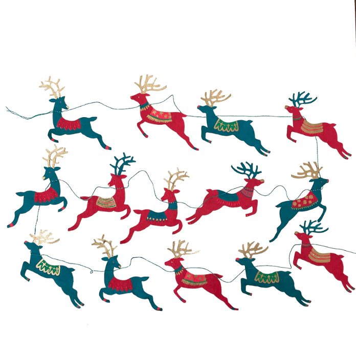 Christmas Decorative Garland 3m Long - Bright Reindeer (No.16)