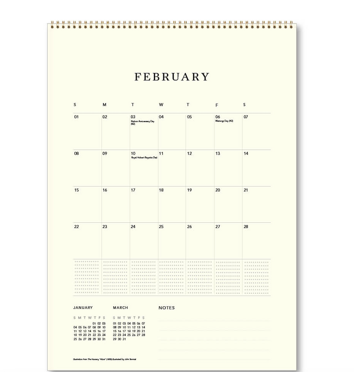 Hello Sunday 2026 Medium Calendar - Alice in Wonderland