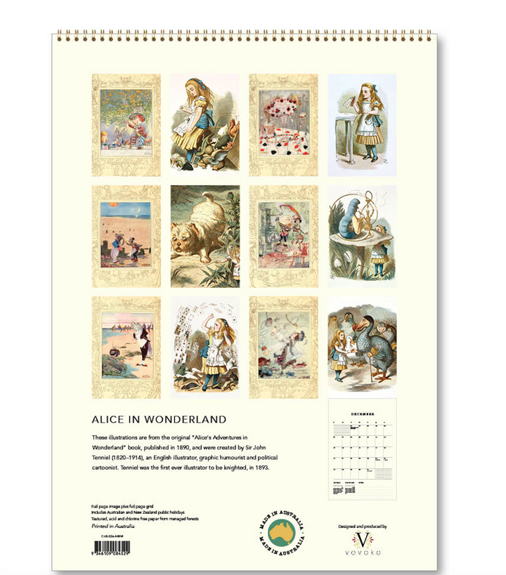 Hello Sunday 2026 Medium Calendar - Alice in Wonderland