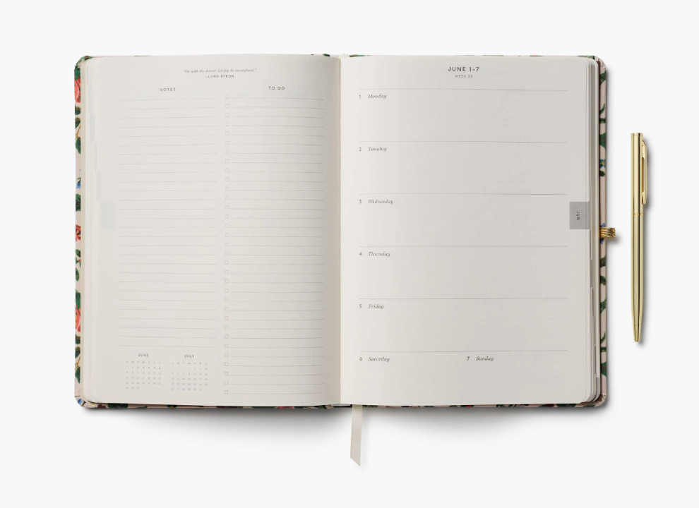 Rifle Paper Co - 2026 Weekly Hardcover Planner with Pen - Gracie