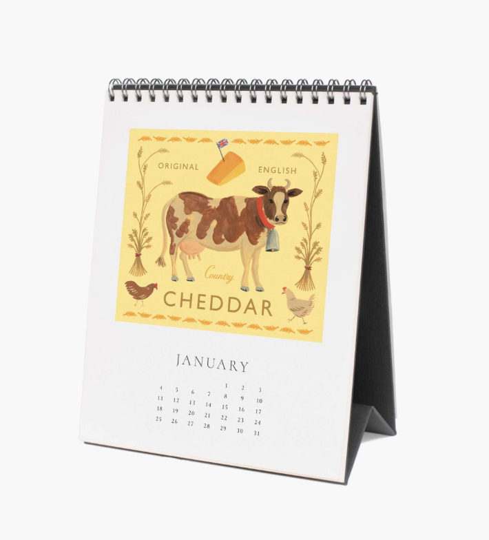Rifle Paper Co - 2026 Desk Calendar - Cheese