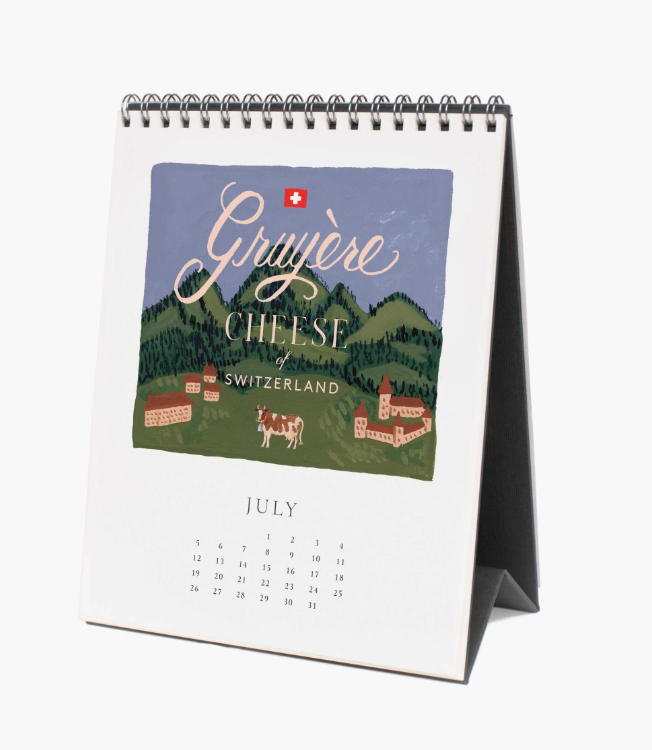 Rifle Paper Co - 2026 Desk Calendar - Cheese