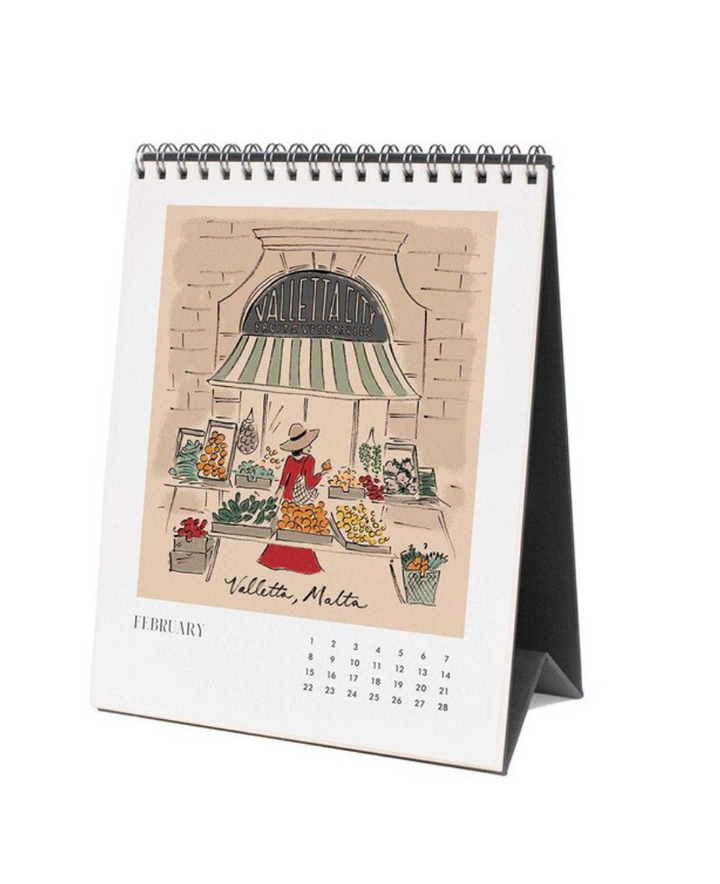 Rifle Paper Co - 2026 Desk Calendar - Travel Sketchbook