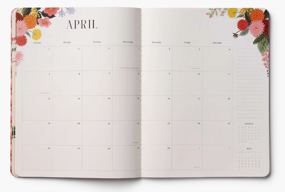 Rifle Paper Co - 2026 Monthly Appointment Notebook - Dahlia
