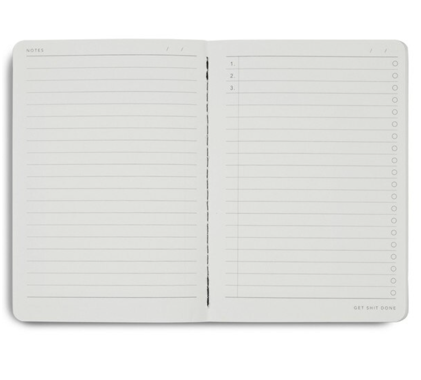 MiGoals A6 Get Shit Done l Notebook, Soft Cover - Black & Black Foil
