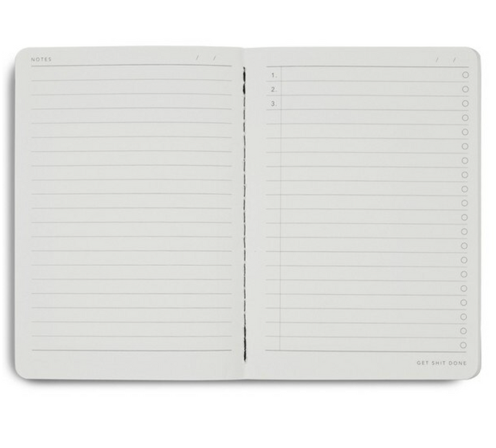 MiGoals A6 Get Shit Done l Notebook, Soft Cover - Black & Black Foil