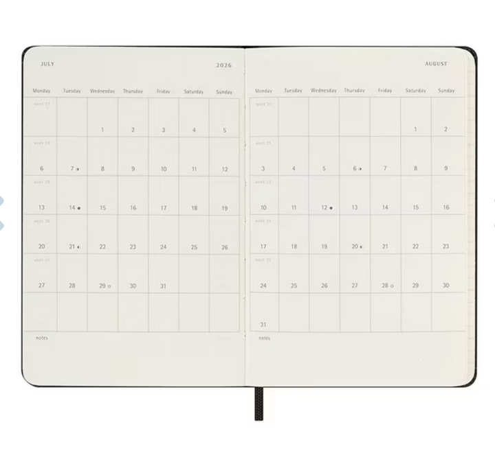 Moleskine 2026 Weekly, Pocket, Horizontal, Hard Cover Diary - Black