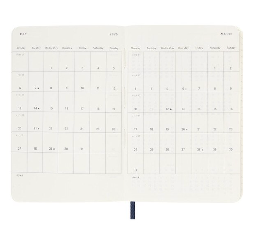 Moleskine 2026 Weekly, Pocket, Soft Cover Diary - Sapphire Blue