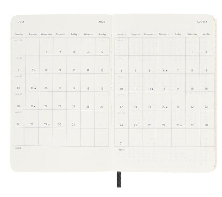 Moleskine 2026 Weekly, Pocket, Horizontal Soft Cover Diary - Black