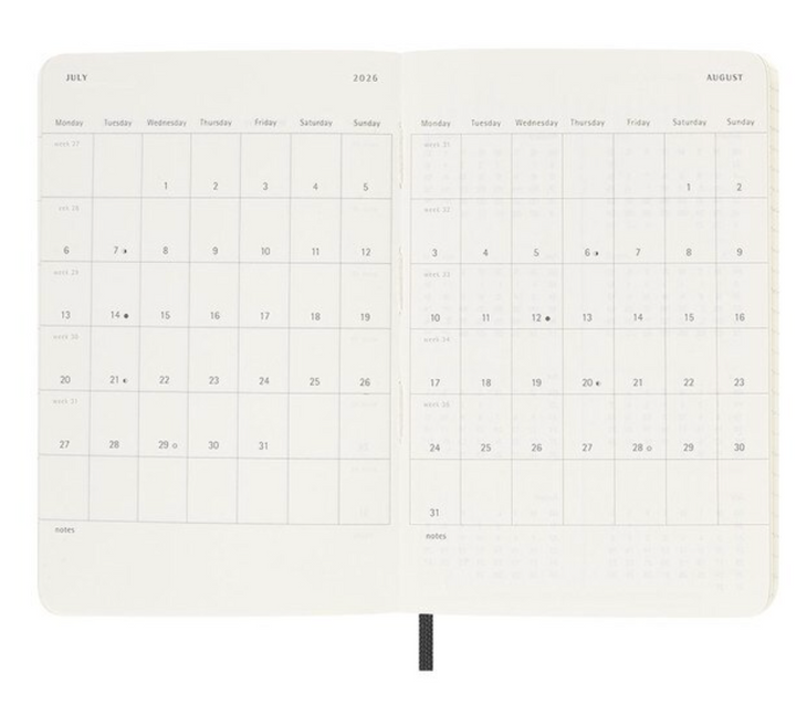 Moleskine 2026 Weekly, Pocket, Horizontal Soft Cover Diary - Black